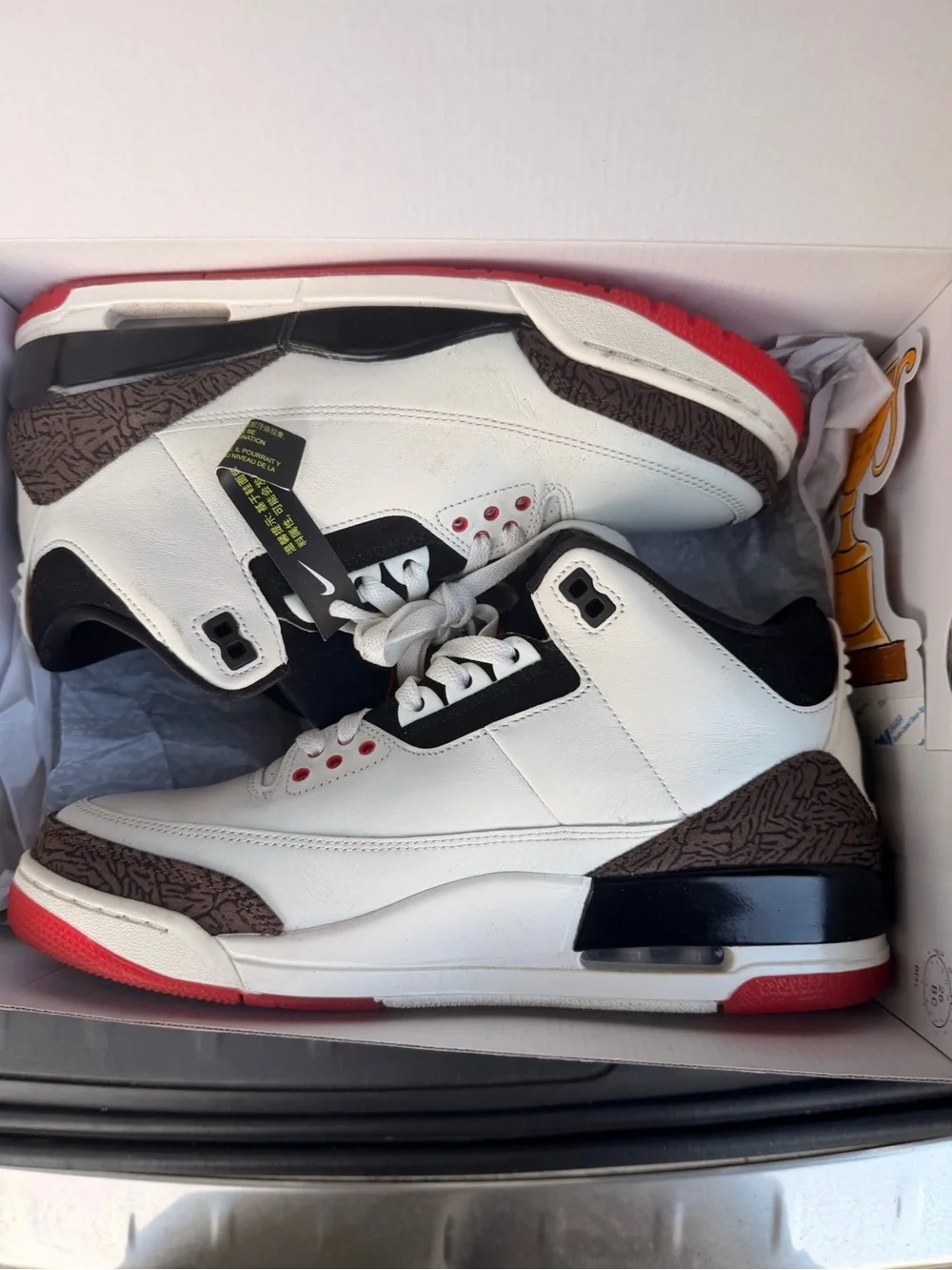 Jordan 3 Men’s White, Black and Red Retro Basketball Sneakers